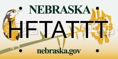 HFTATTT Nebraska License Plate