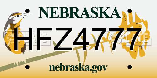 HFZ4777 Nebraska License Plate