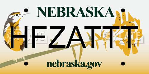 HFZATTT Nebraska License Plate