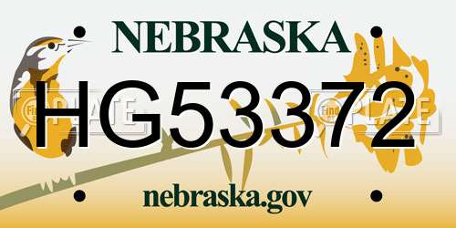 HG53372 Nebraska License Plate