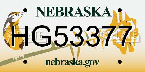 HG53377 Nebraska License Plate