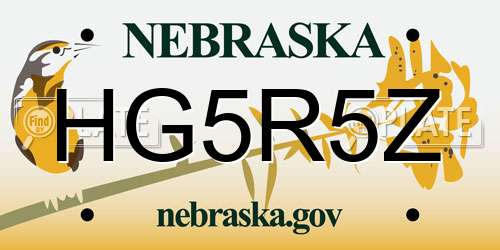 HG5R5Z Nebraska License Plate