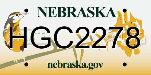 HGC2278 Nebraska License Plate