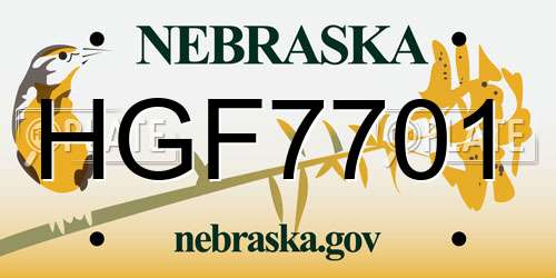 HGF7701 Nebraska License Plate