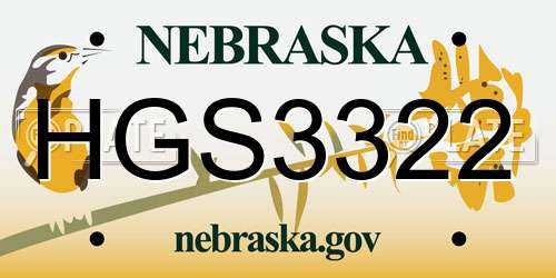 HGS3322 Nebraska License Plate