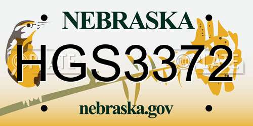 HGS3372 Nebraska License Plate