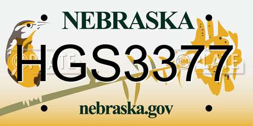 HGS3377 Nebraska License Plate