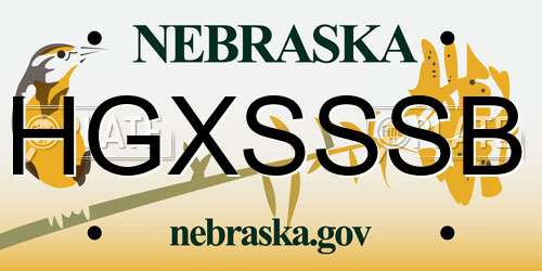 HGXSSSB Nebraska License Plate