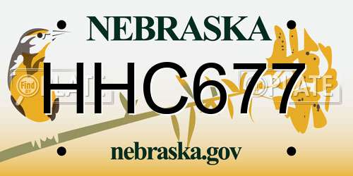 HHC677 Nebraska License Plate