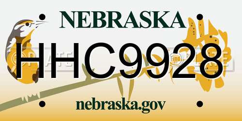 HHC9928 Nebraska License Plate