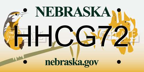 HHCG72 Nebraska License Plate