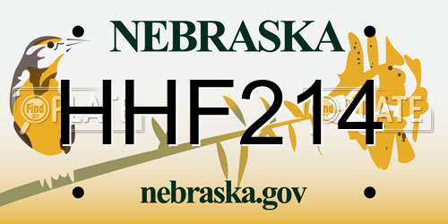 HHF214 Nebraska License Plate