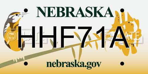 HHF71A Nebraska License Plate