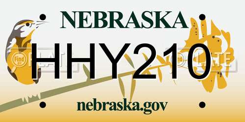 HHY210 Nebraska License Plate