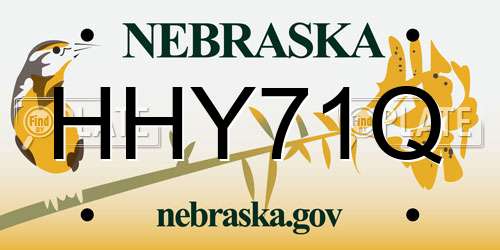 HHY71Q Nebraska License Plate