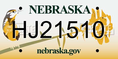 HJ21510 Nebraska License Plate