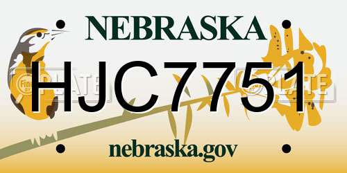 HJC7751 Nebraska License Plate