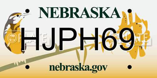 HJPH69 Nebraska License Plate