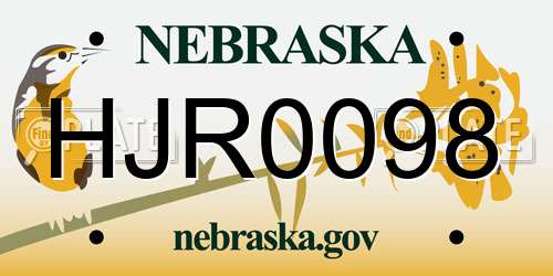 HJR0098 Nebraska License Plate
