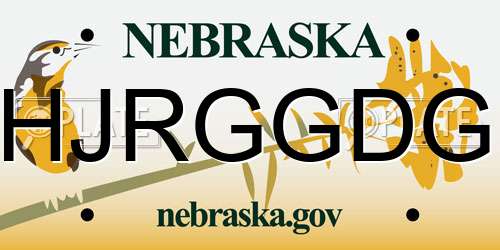 HJRGGDG Nebraska License Plate