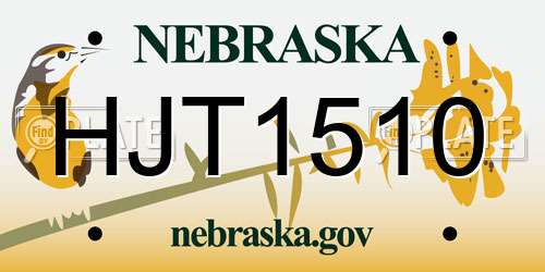 HJT1510 Nebraska License Plate