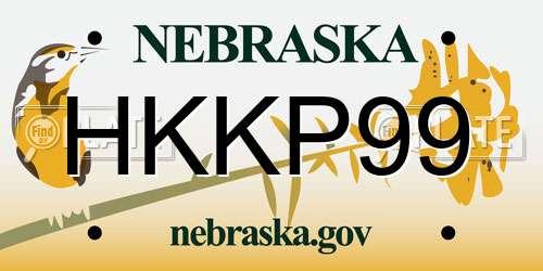 HKKP99 Nebraska License Plate