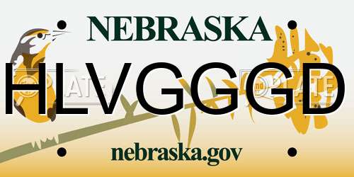 HLVGGGD Nebraska License Plate