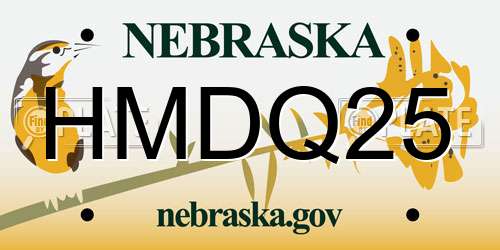 HMDQ25 Nebraska License Plate