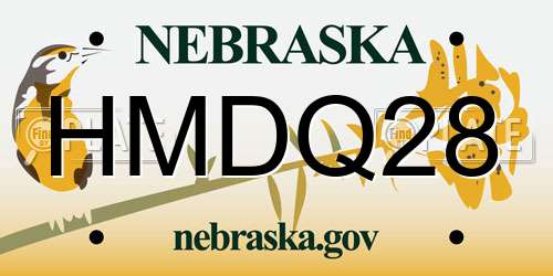 HMDQ28 Nebraska License Plate