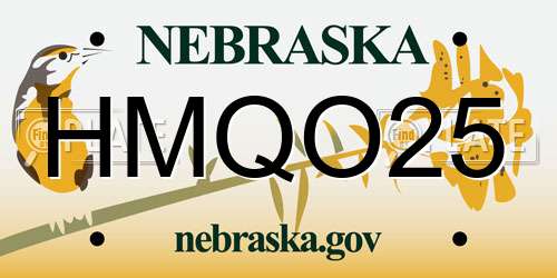 HMQO25 Nebraska License Plate