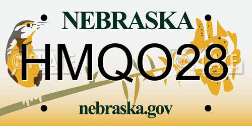 HMQO28 Nebraska License Plate