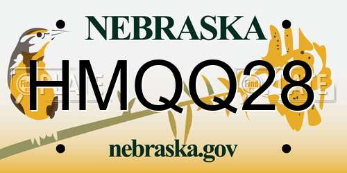 HMQQ28 Nebraska License Plate