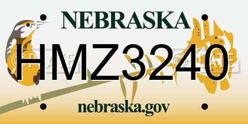 HMZ3240 Nebraska License Plate