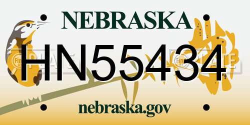 HN55434 Nebraska License Plate