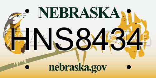 HNS8434 Nebraska License Plate