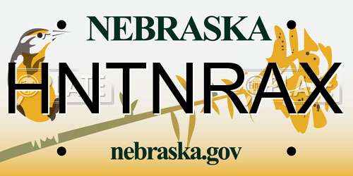 HNTNRAX Nebraska License Plate