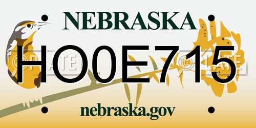 HO0E715 Nebraska License Plate