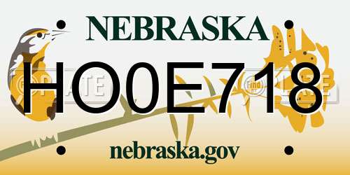 HO0E718 Nebraska License Plate