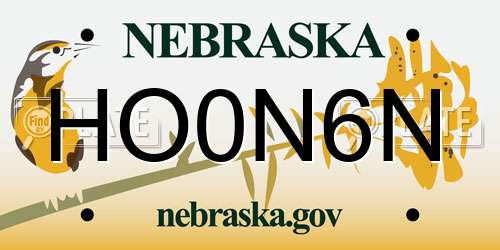 HO0N6N Nebraska License Plate