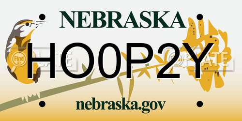 HO0P2Y Nebraska License Plate