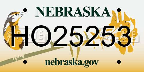 HO25253 Nebraska License Plate