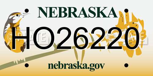 HO26220 Nebraska License Plate