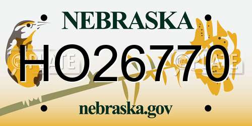 HO26770 Nebraska License Plate