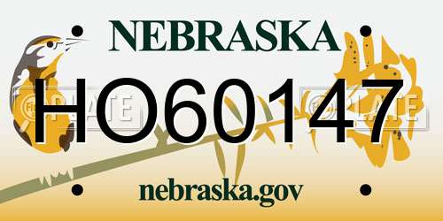 HO60147 Nebraska License Plate