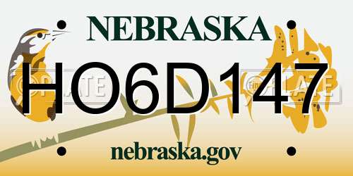 HO6D147 Nebraska License Plate