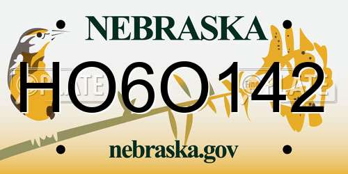 HO6O142 Nebraska License Plate