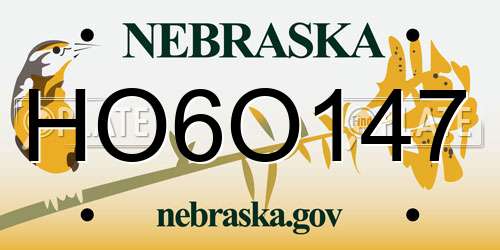 HO6O147 Nebraska License Plate