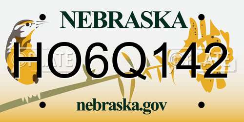 HO6Q142 Nebraska License Plate