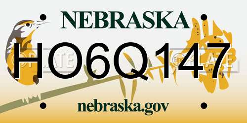 HO6Q147 Nebraska License Plate