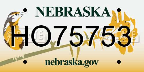 HO75753 Nebraska License Plate